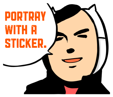 PORTRAY WITH A STICKER.